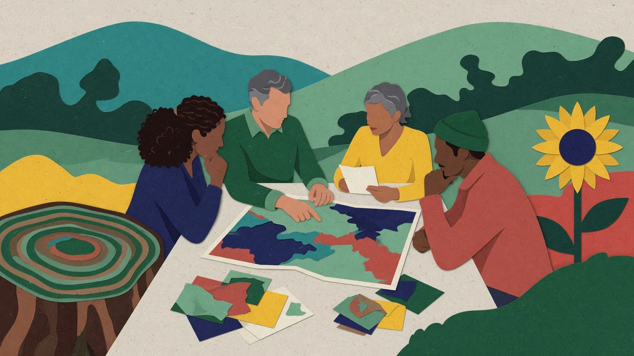 Illustrated community learning scene