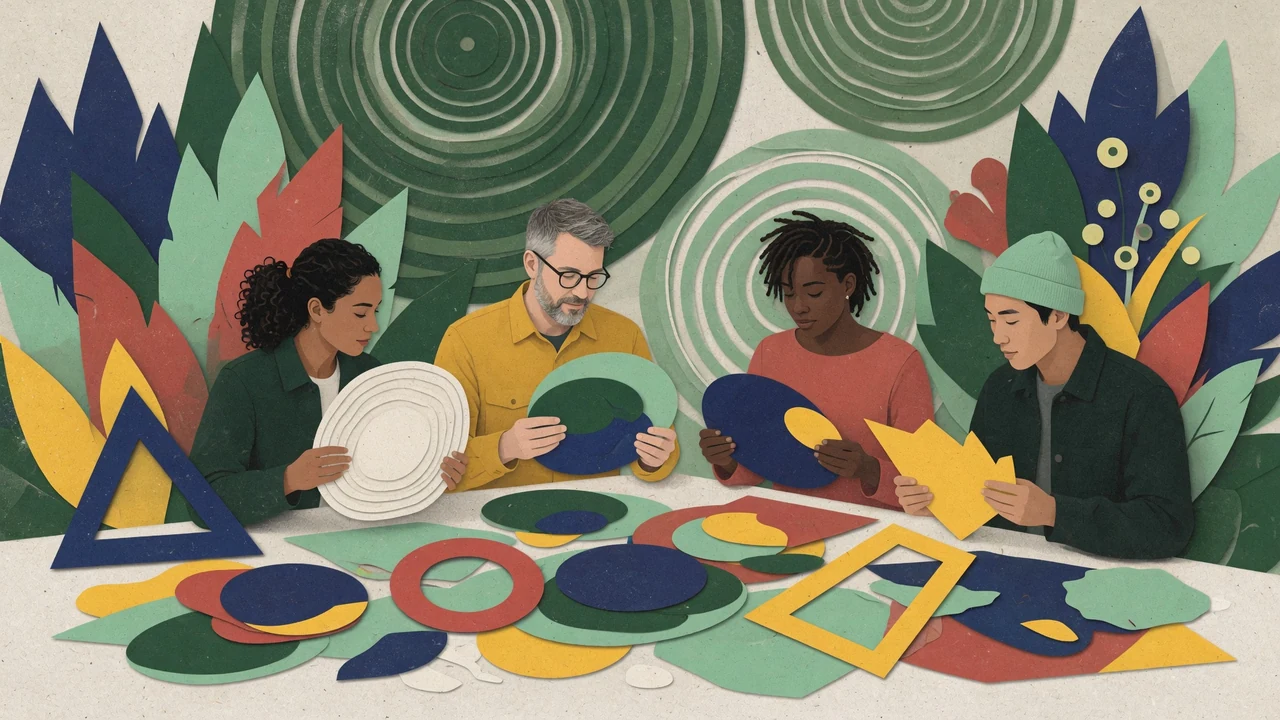 Illustrated community learning scene