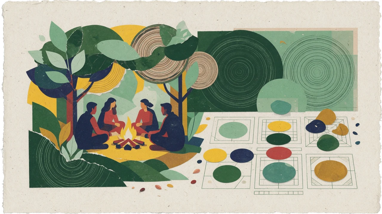 Illustrated community learning scene